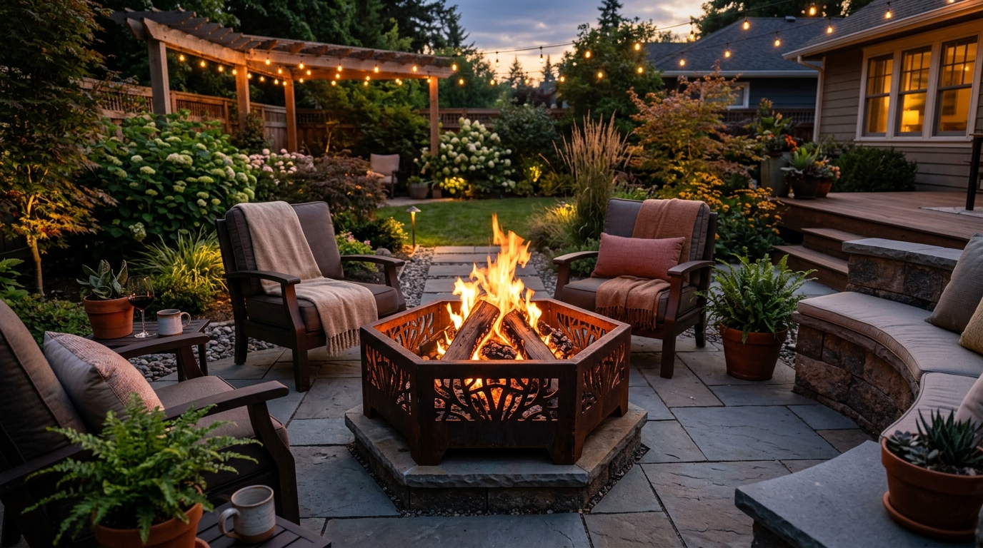 Custom hexagonal fire pit