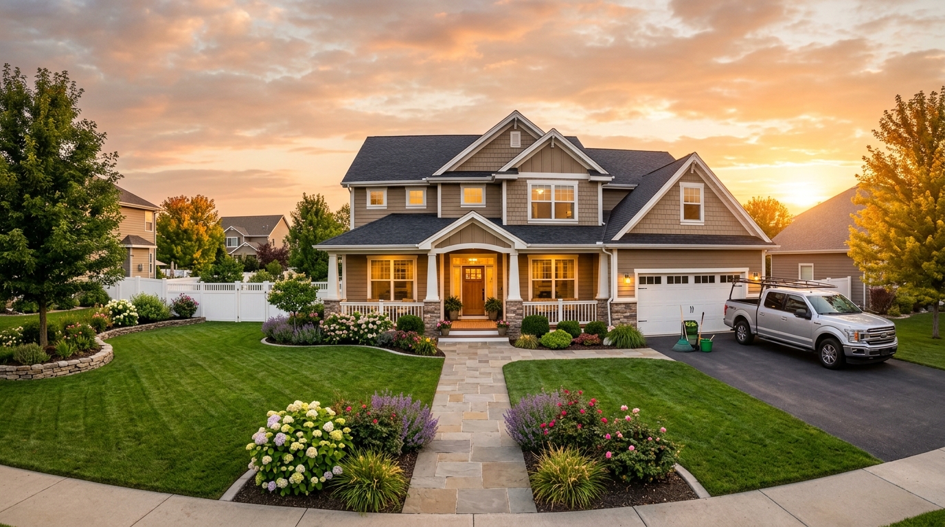 Beautiful home at golden hour